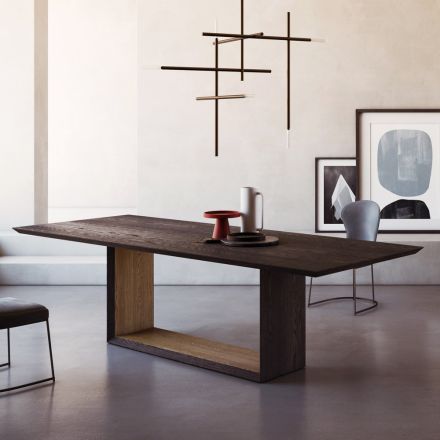 Pevný stůl se zkosenou deskou a dvoubarevnou základnou Made in Italy - Jadis Viadurini