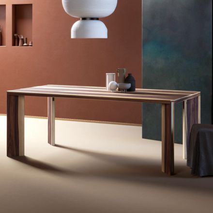 Pevný stůl s dýhovanou deskou na topolové dřevotřísce Made in Italy - Tisroc Viadurini
