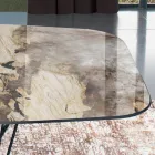 Pevný stůl se sudovou keramickou deskou a ocelovou základnou Made in Italy - Ezzellino Viadurini