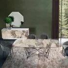 Pevný stůl se sudovou keramickou deskou a ocelovou základnou Vyrobeno v Itálii - Ezzellino Viadurini