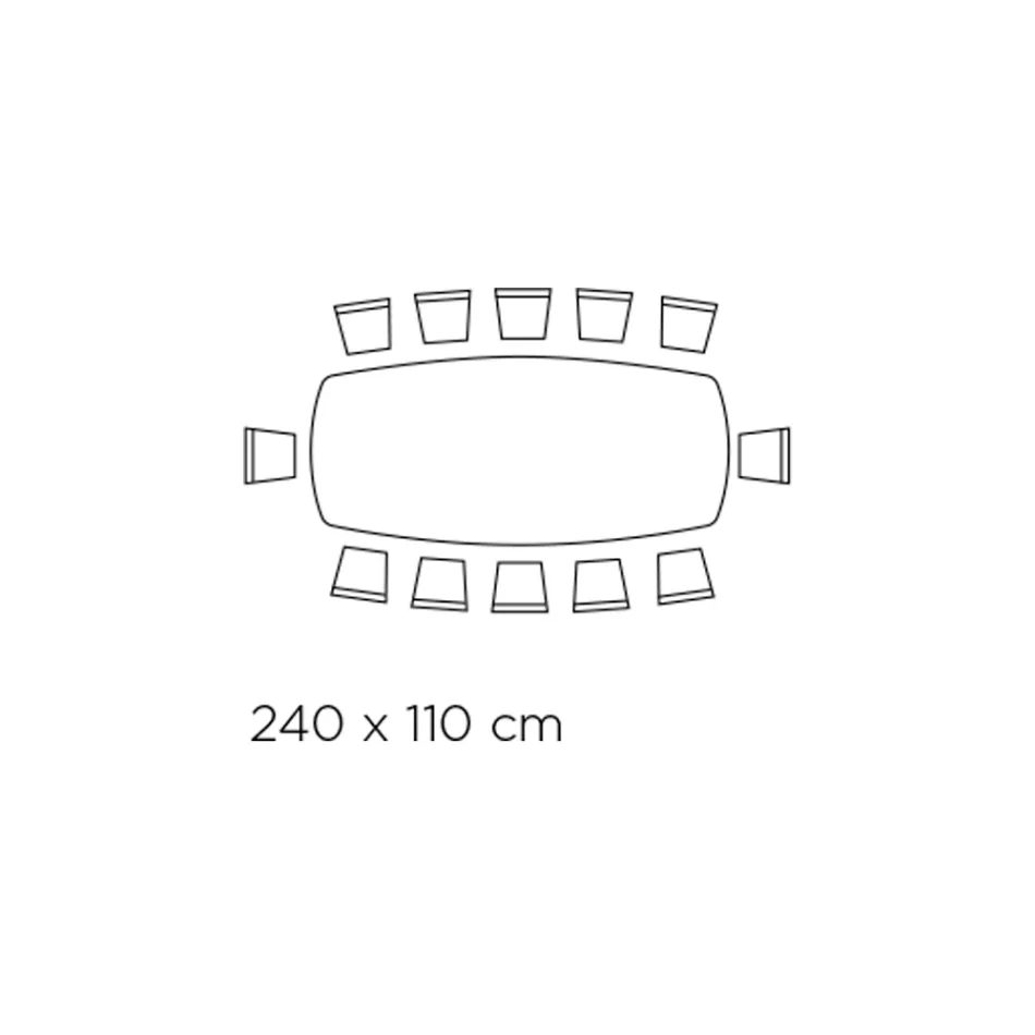 Pevný stůl se skleněnou deskou ve tvaru sudu a ocelovou základnou Made in Italy - Ezzellino Viadurini
