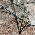 Pevný stůl se skleněnou deskou ve tvaru sudu a ocelovou základnou Made in Italy - Ezzellino Viadurini