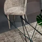 Pevný stůl se skleněnou deskou ve tvaru sudu a ocelovou základnou Made in Italy - Ezzellino Viadurini