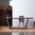 Pevný stůl s tvarovanou deskou a dřevěnou podnoží Made in Italy - Digory