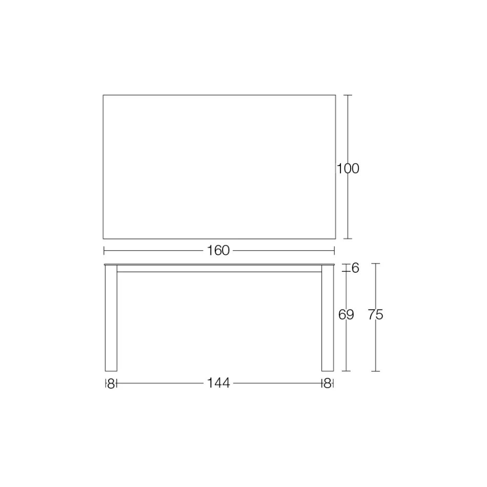 Pevný venkovní stůl z Hpl Alicante a kovová základna Made in Italy - Carl Viadurini