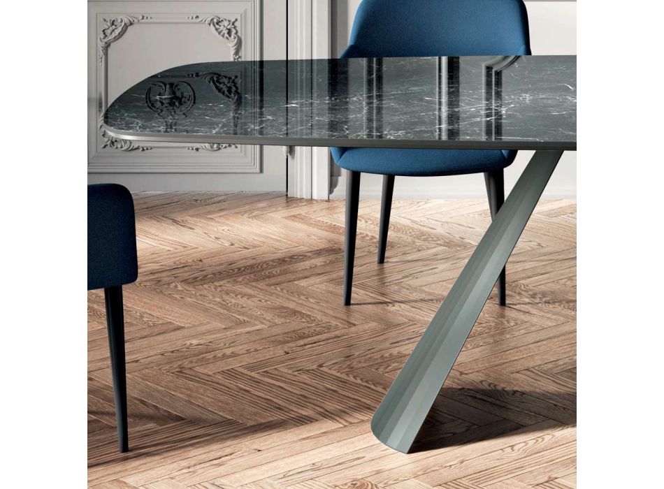 Pevný jídelní stůl s deskou ve tvaru sudu z keramiky Made in Italy - Brýle Viadurini