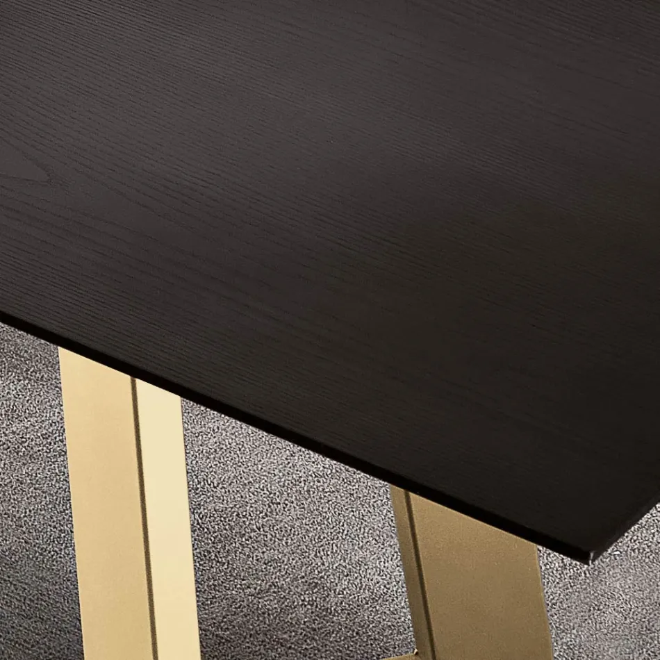 Pevný jídelní stůl s dýhovanou dřevěnou deskou Made in Italy - Tecna Viadurini