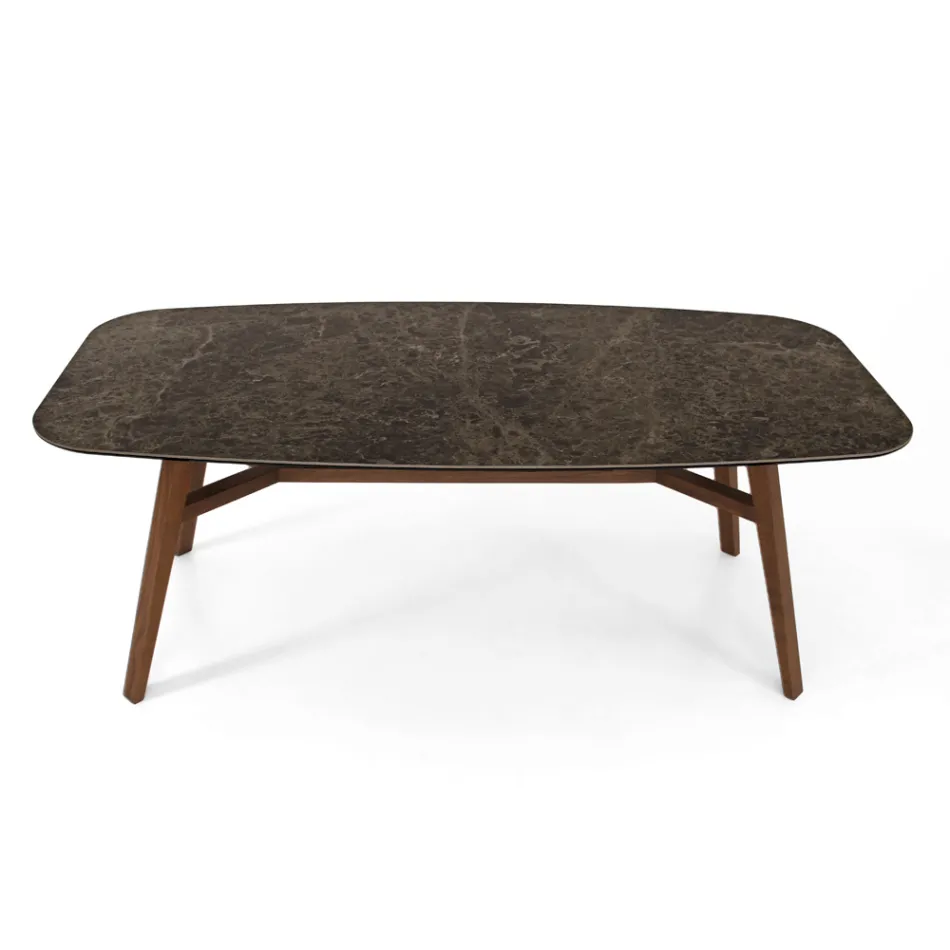 Pevný jídelní stůl z leštěné keramiky Emperador Made in Italy - North Viadurini