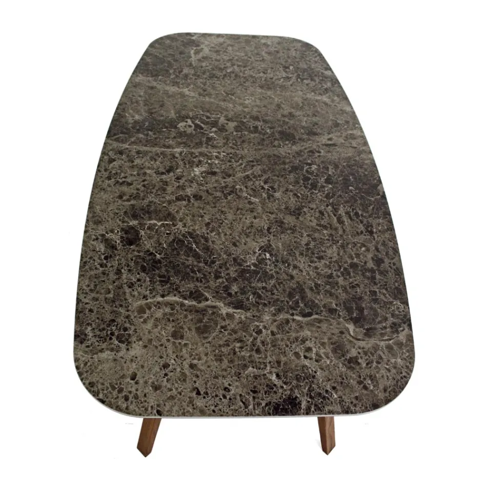 Pevný jídelní stůl z leštěné keramiky Emperador Made in Italy - North Viadurini