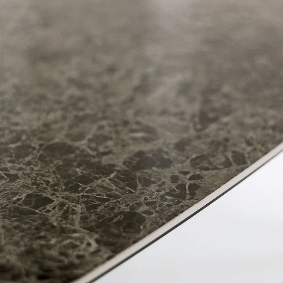 Pevný jídelní stůl z leštěné keramiky Emperador Made in Italy - North Viadurini