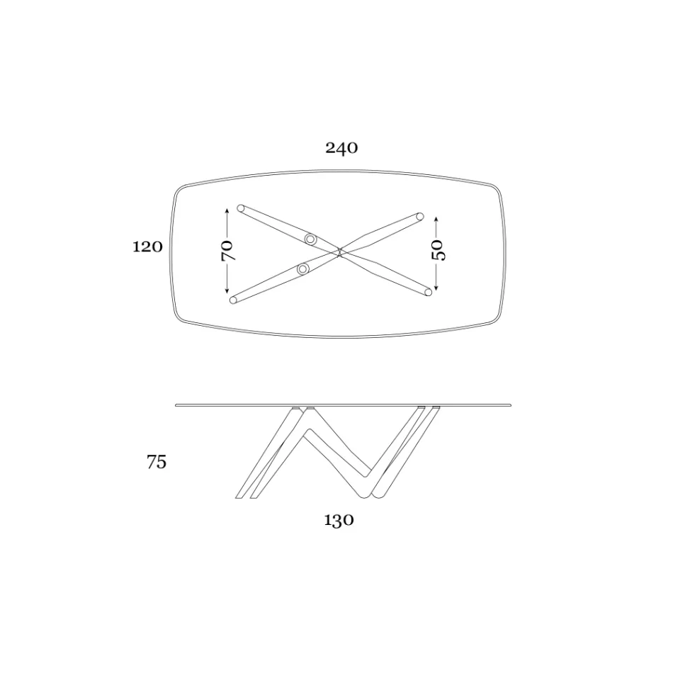 Pevný jídelní stůl ze skla a pevného polyuretanu vyrobený v Itálii – levandule Viadurini
