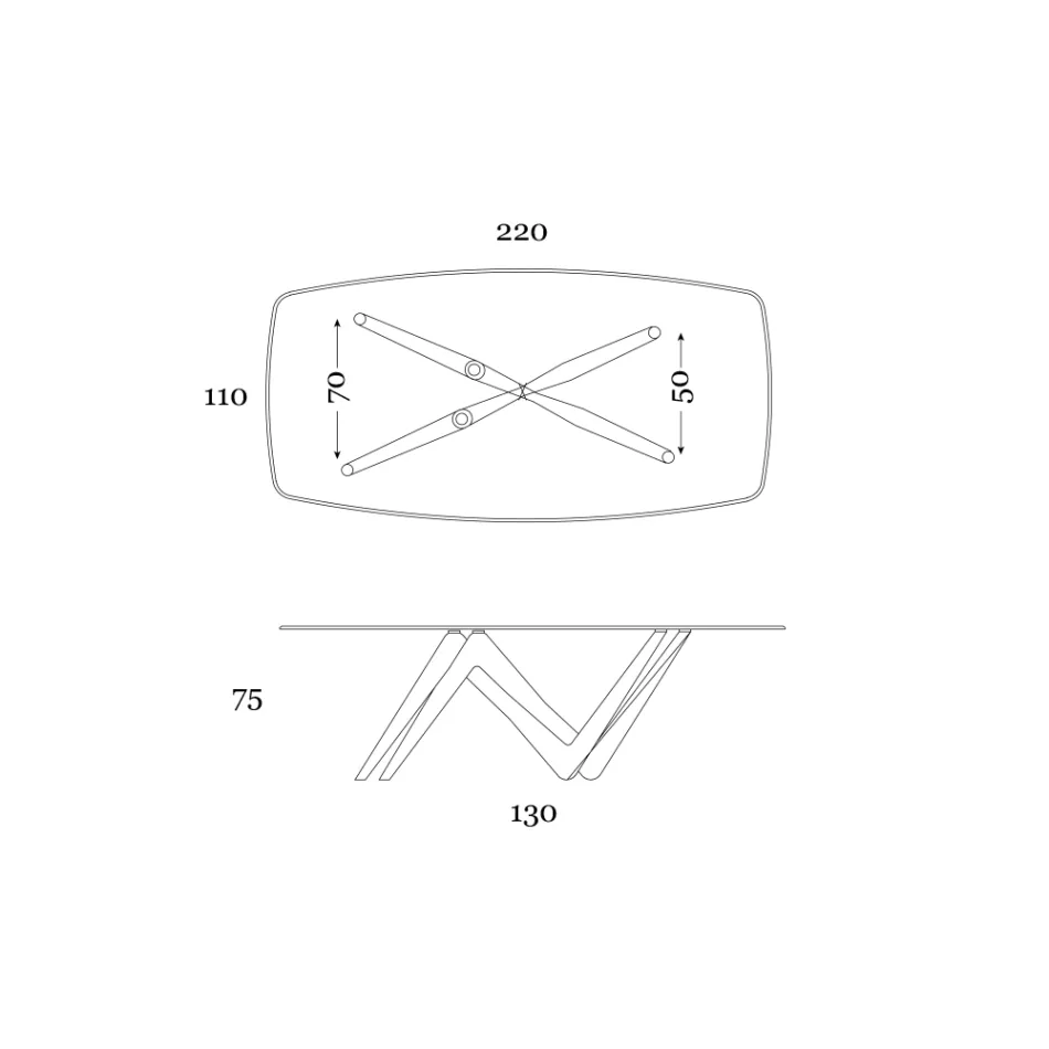 Pevný jídelní stůl ze skla a pevného polyuretanu vyrobený v Itálii – levandule Viadurini