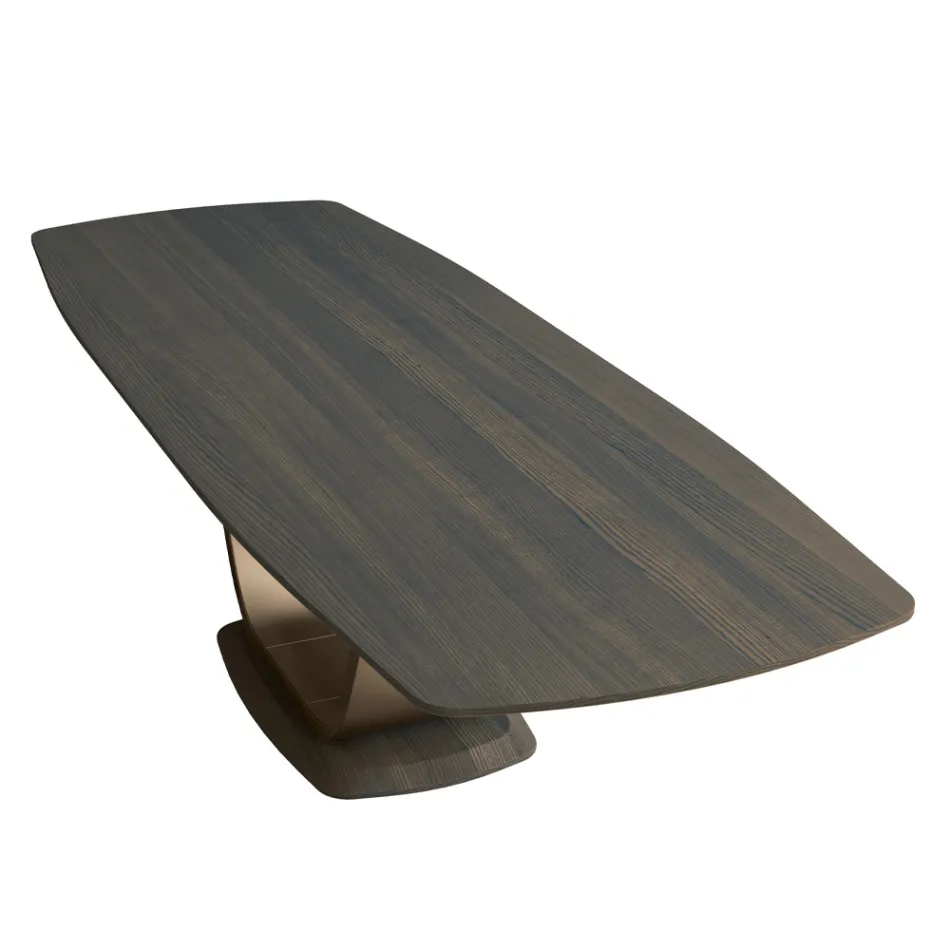 Pevný stůl do obývacího pokoje z masivního dřeva s centrálním podstavcem - Luuk Viadurini