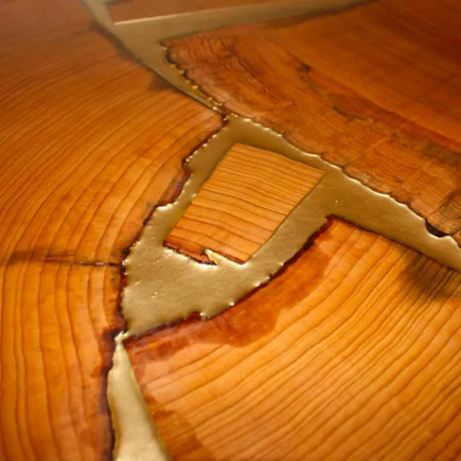 Pevné provedení stůl obdélníkový dřeva a pryskyřice vyrobené v Itálii Jam Viadurini