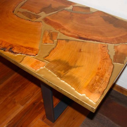 Pevné provedení stůl obdélníkový dřeva a pryskyřice vyrobené v Itálii Jam Viadurini