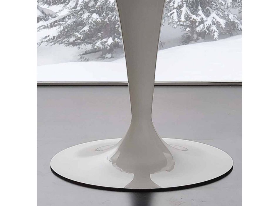 eliptický Pevná tabulka v extra-bílé tvrzeného skla a oceli Aurora Viadurini