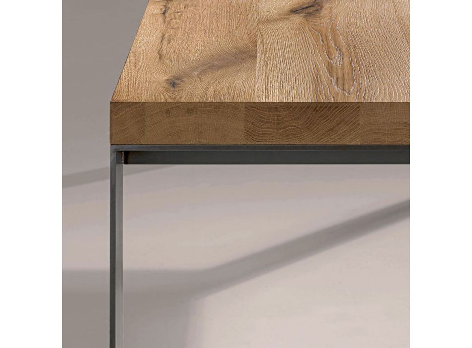 Pevný stůl z přírodní štípané dubové dýhy Made in Italy - Telmerini Viadurini