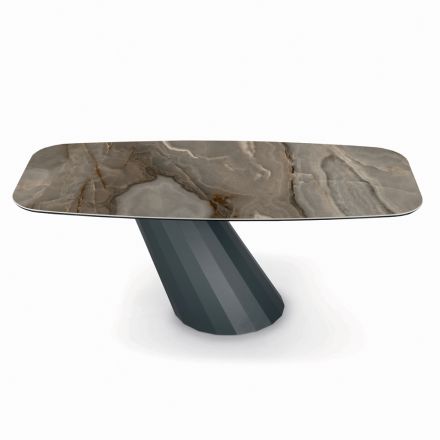 Pevný ocelový stůl a keramická deska Made in Italy – Kalhoty Viadurini