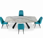 Pevný keramický stůl a základna z černě lakované oceli Made in Italy – Brýle Viadurini