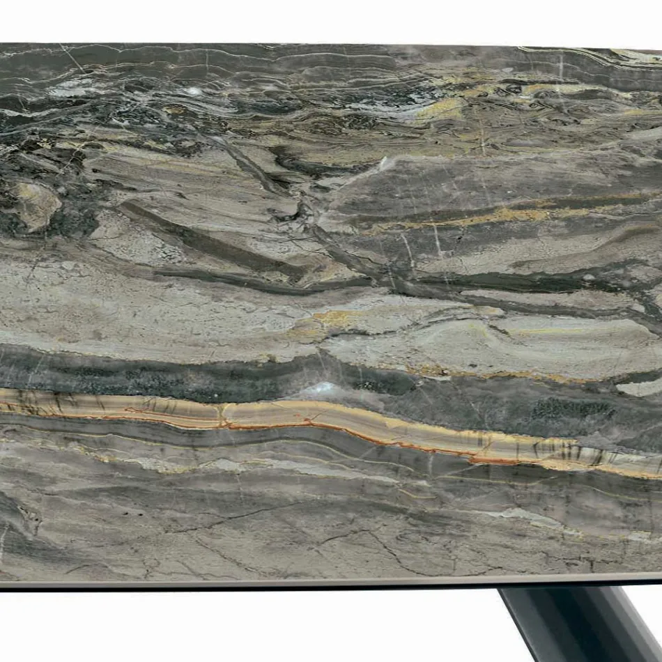 Pevný keramický stůl a základna z černě lakované oceli Made in Italy – Brýle Viadurini