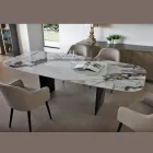 Pevný stůl z kovu a keramické desky Arabesque Glossy - Eronte Viadurini