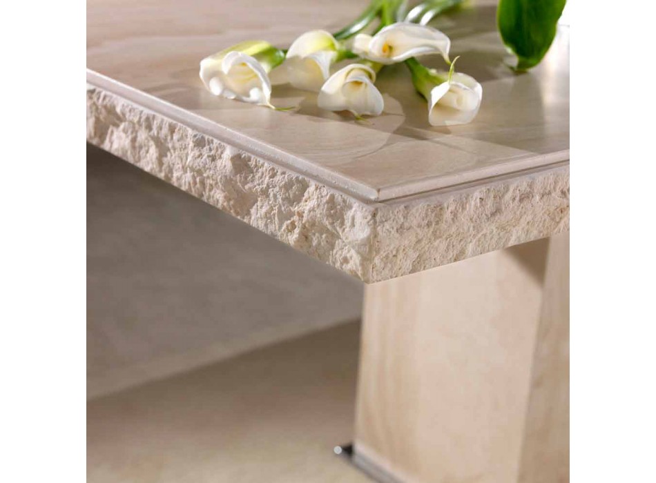 Opravený stůl v travertinovém kameni s okrajem Narcissus Viadurini