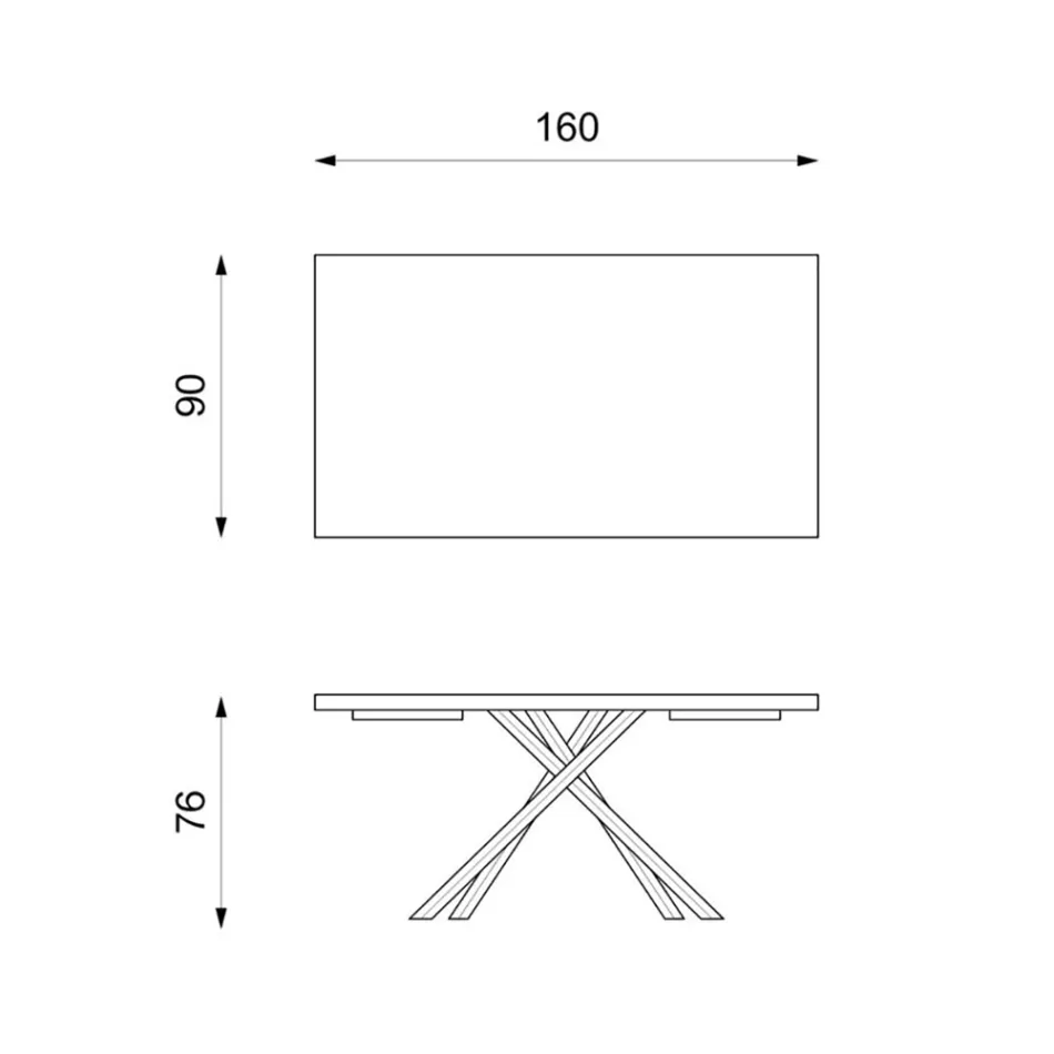 Pevný stůl z dubové dýhy a černé kovové podnože - Skipper Viadurini