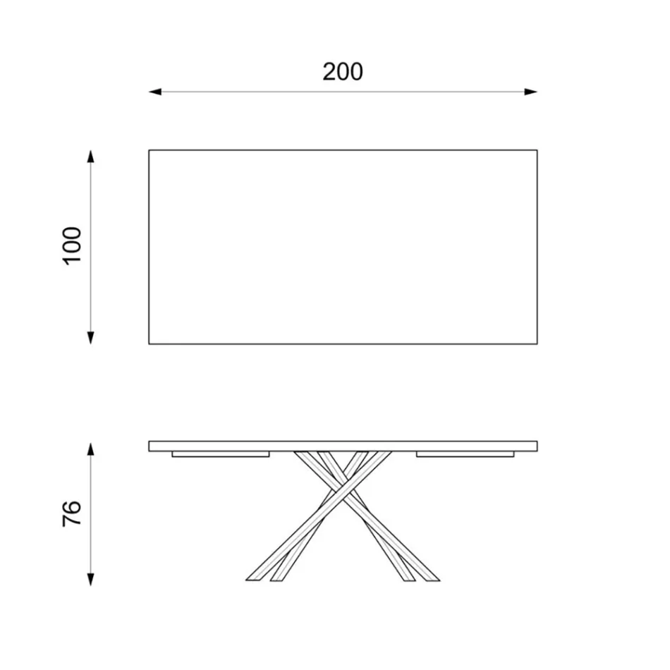 Pevný stůl z dubové dýhy a černé kovové podnože - Skipper Viadurini