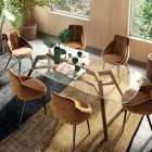 Pevný stůl z extra čirého skla a popela Made in Italy - North Viadurini