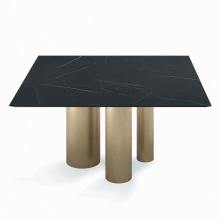 Pevný čtvercový stůl z laminátu a oceli Made in Italy - Nůžky Viadurini