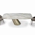 Pevný obdélníkový stůl z oceli a keramiky Made in Italy - Kalhoty Viadurini