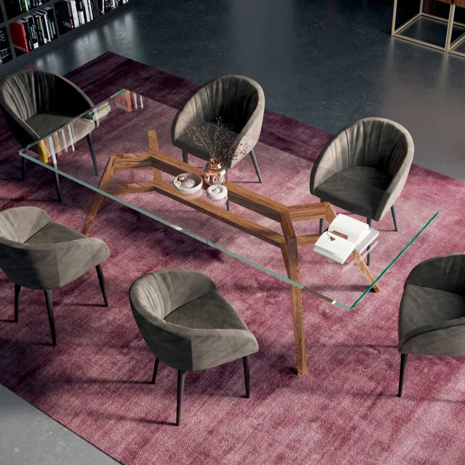 Pevný obdélníkový stůl z extra čirého skla a popela Vyrobeno v Itálii - sever Viadurini