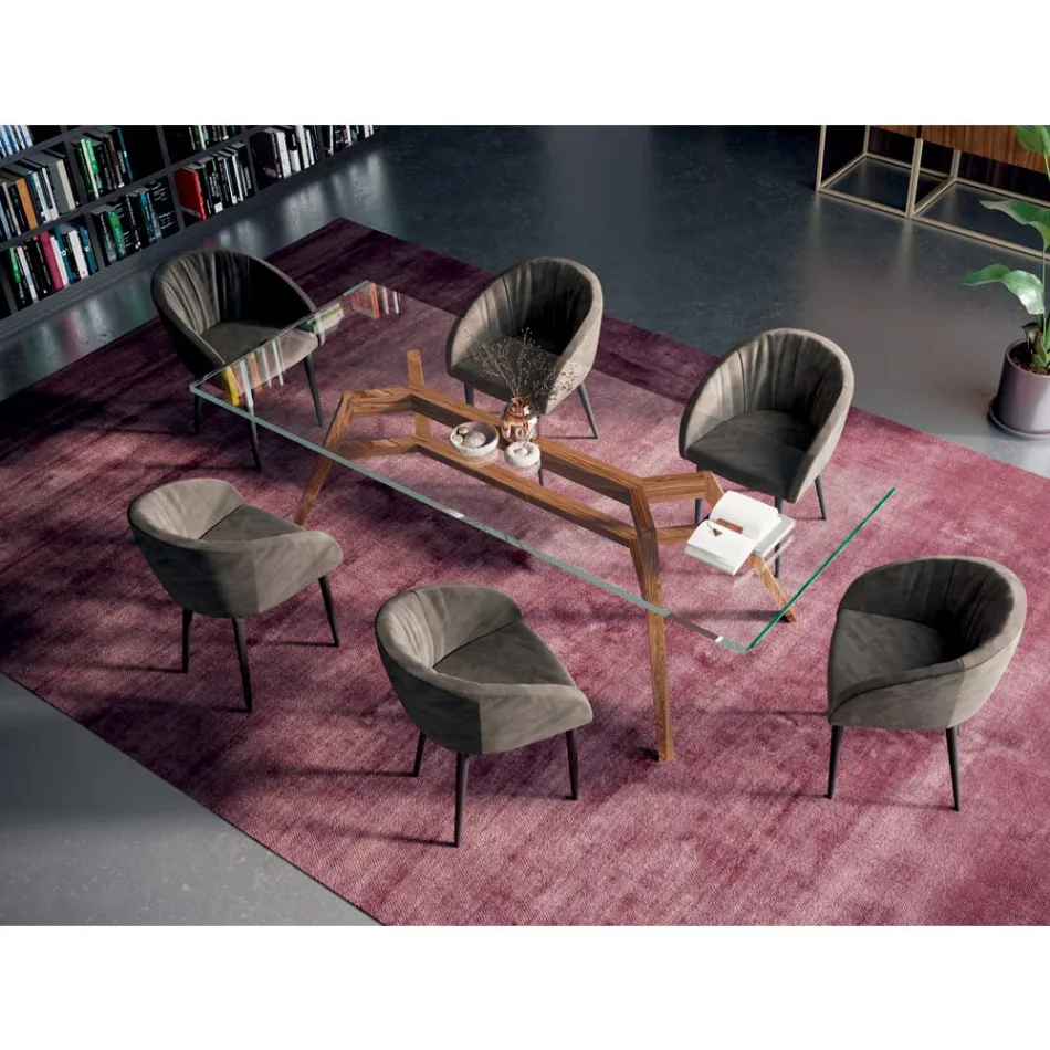 Pevný obdélníkový stůl z extra čirého skla a popela Vyrobeno v Itálii - sever Viadurini