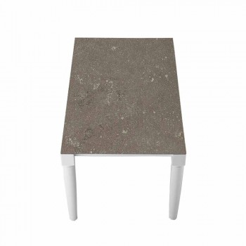 6místný designový keramický stůl a nohy z bílého dřeva - Claudiano