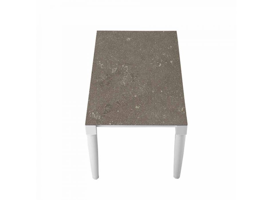 6místný designový keramický stůl a nohy z bílého dřeva - Claudiano Viadurini