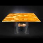 v olivové dřevo stůl a skleněné Portofino čtvercového tvaru Viadurini