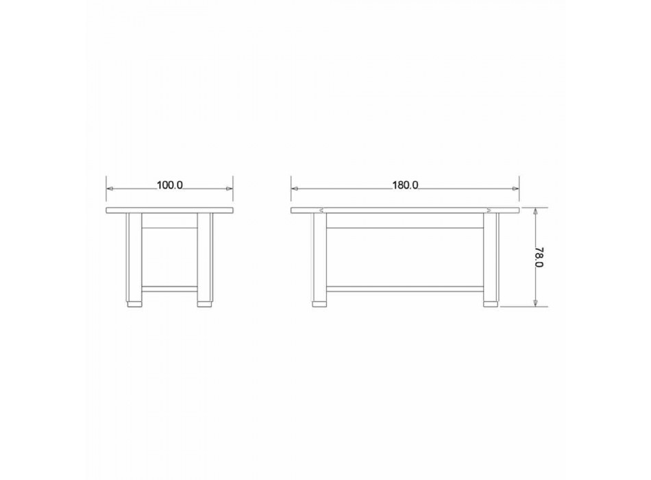 Moderní design šedý dubový dřevěný stůl, L180x P100cm, Willis Viadurini