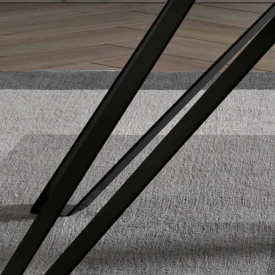 Stůl z dýhy z dřevěného uhlí a kovu Made in Italy - Meluso Viadurini