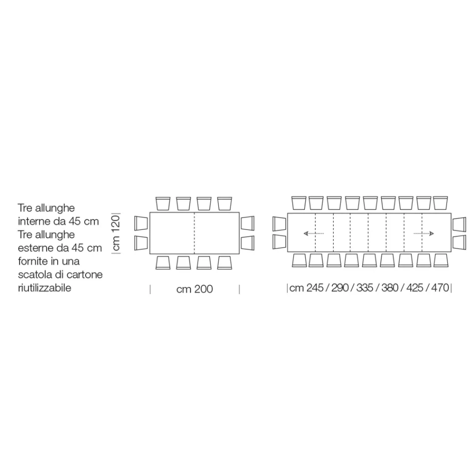 Rozkládací laminátový dřevěný stůl až 470 cm Made in Italy – Gordito Viadurini