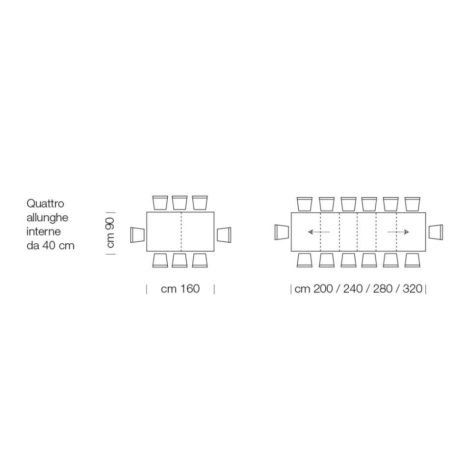 Rozkládací laminátový dřevěný stůl až do 470 cm Made in Italy – Gordito Viadurini