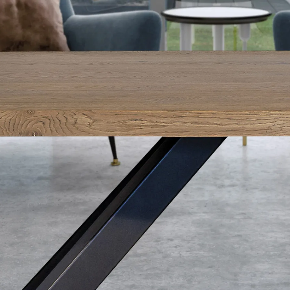 Stůl z dubu Masellato pokovený a kov Made in Italy - Soul Viadurini