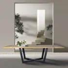 Vázaný dubový stůl s kovovou základnou v šedé barvě Vyrobeno v Itálii - Gonna Viadurini