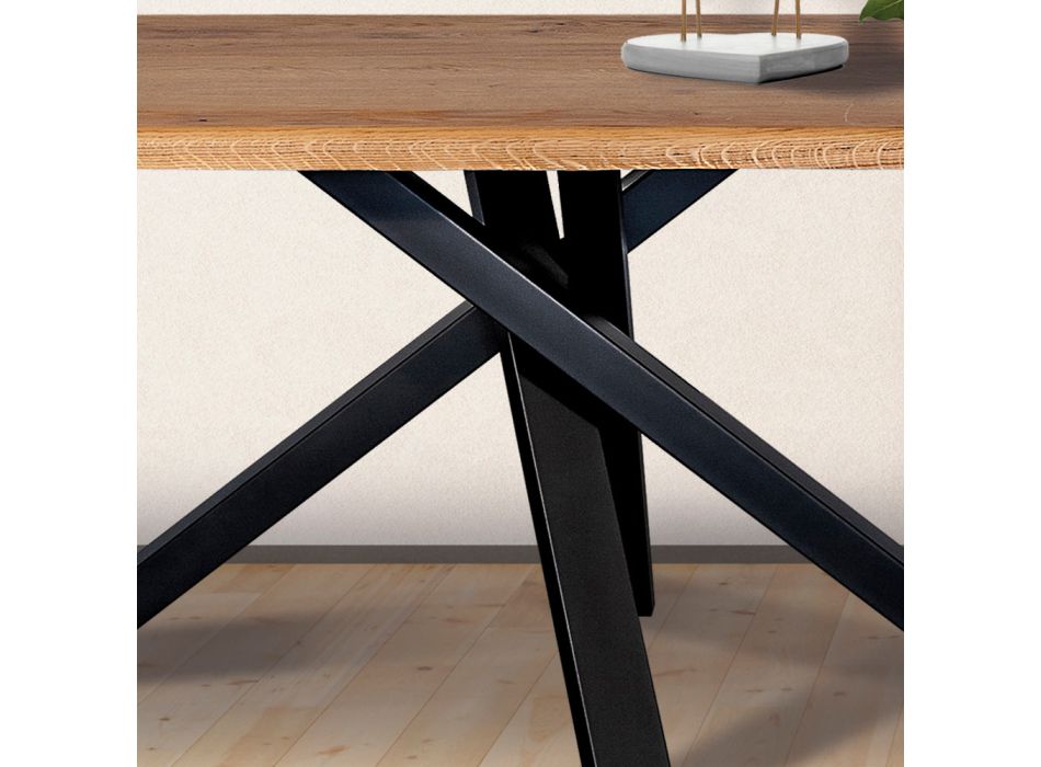 Dubový vázaný stůl s kovovou podnoží Made in Italy - Sebastiano Viadurini