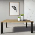 Stůl z vroubkovaného dubu Masellato a kovových nohou Made in Italy - Vicente Viadurini