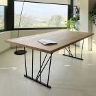 Čtvercový spletený dubový stůl a kovová základna Made in Italy - Consuelo Viadurini