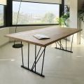 Čtvercový spletený dubový stůl a kovová základna Made in Italy - Consuelo