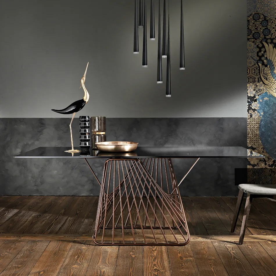 Moderní designový stůl z tvrzeného skla vyrobeného v Itálii, Mitia Viadurini