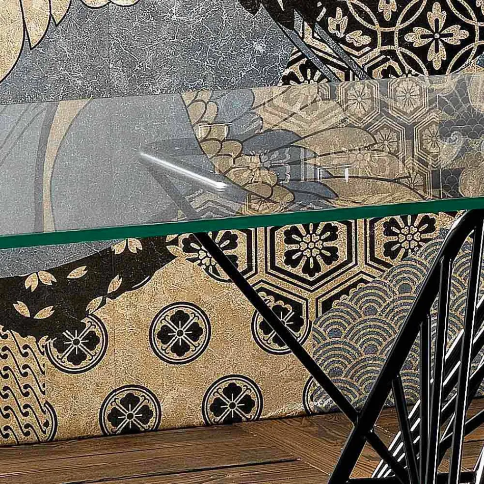 Moderní design tvrzeného skleněného stolu vyrobeného v Itálii, Mitia Viadurini