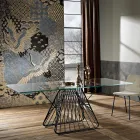 Moderní designový stůl z tvrzeného skla vyrobeného v Itálii, Mitia Viadurini