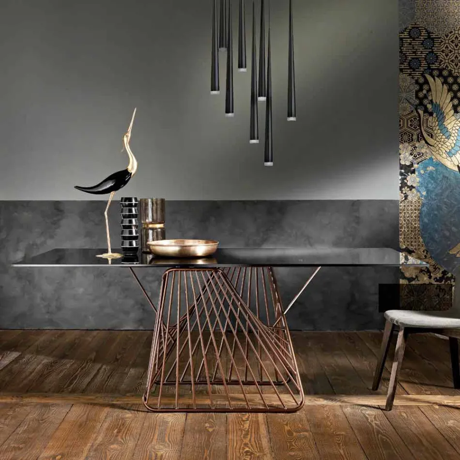 Moderní design tvrzeného skleněného stolu vyrobeného v Itálii, Mitia Viadurini